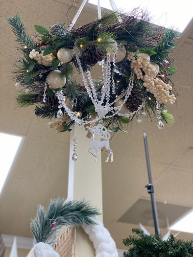 16" Christmas Crystal Wreath Chandelier