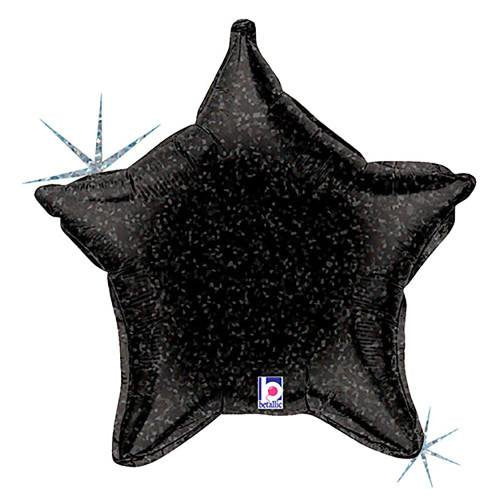 16" BLACK SPARKLE STAR SHAPED FOIL BALLO0N