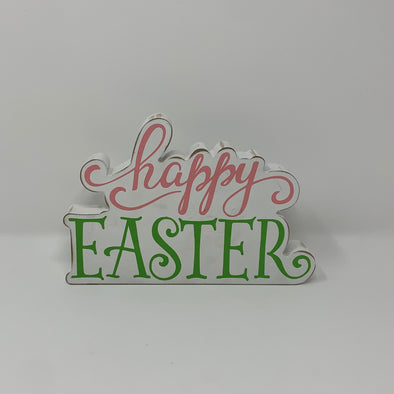 WHITE WOODEN HAPPY EASTER SIGN