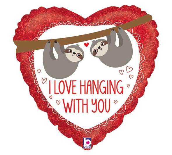 18" I LOVE HANGING WITH YOU SLOTH BALLOON