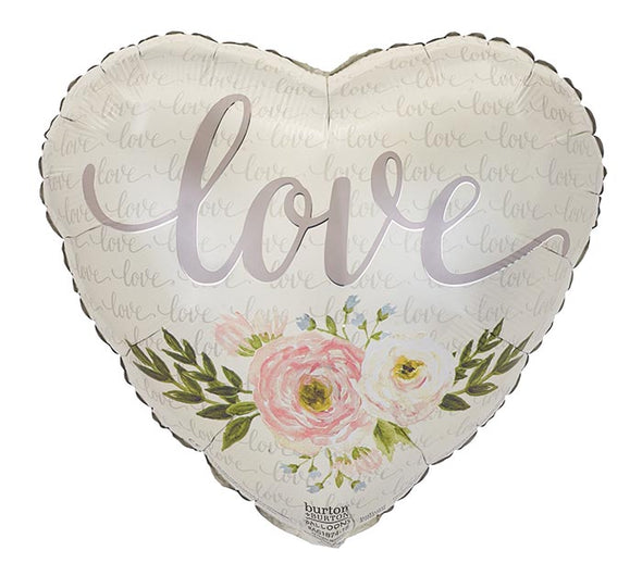 17" FLORAL LOVE HEART SHAPED BALLOON