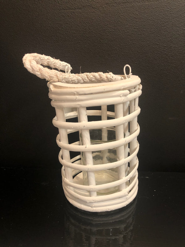 WOODEN CANDLE HOLDER W/ ROPE