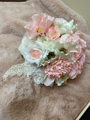 Pretty in pink and white wedding bouquet