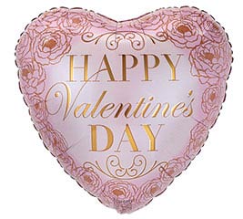 17" HAPPY VALENTINES DAY PRECIOUS PEONIES FOIL HEART SHAPED BALLOON