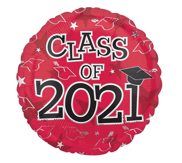 18" CLASS OF 2021 RED FOIL BALLOON