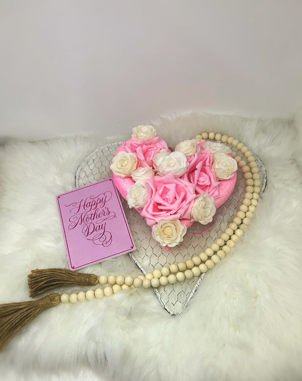 "HAPPY MOTHERS DAY" RUSTIC PINK ROSE DECOR