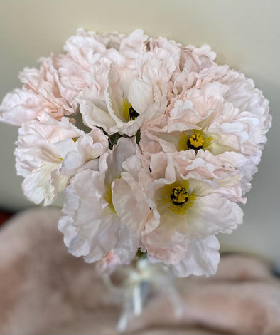Long stem pink floral bouquet arrangement