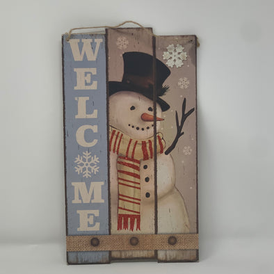 SNOWMAN WELCOME HANGING DECOR