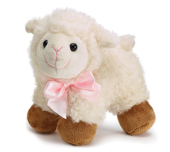 "STANDING LAMB WITH PINK SATIN BOW, PLAY'S" PLU