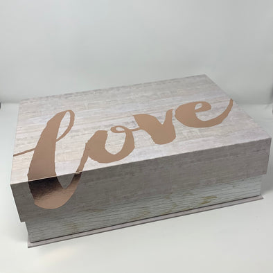 GRAY GIFT BOX WITH ROSE GOLD "LOVE"