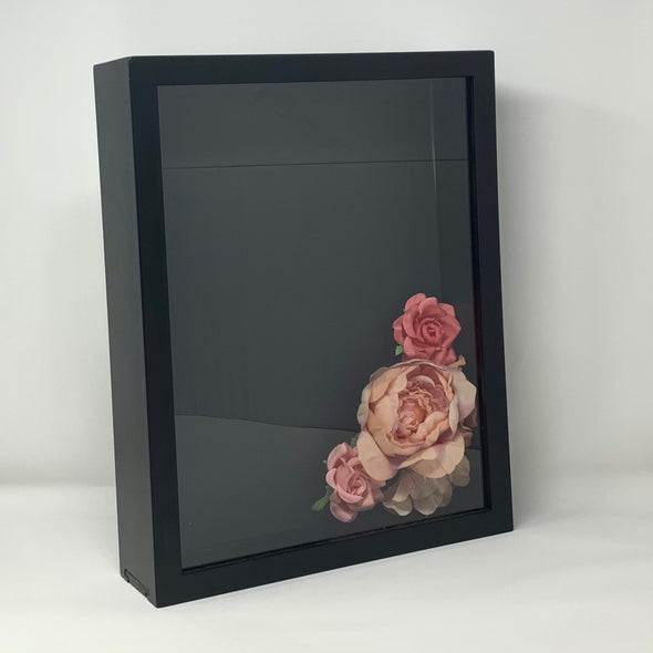 SHADOW BOX WITH PINK FLOWERS