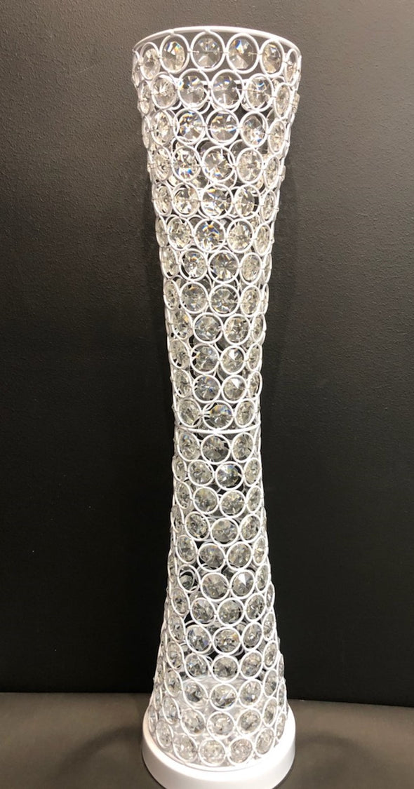 Tall White/Crystal Vase