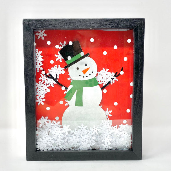 SNOWMAN WITH FLOATING SNOW WALL DECOR