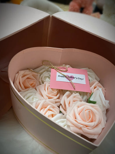 PINK HEART SHAPED BOX WITH ROSES