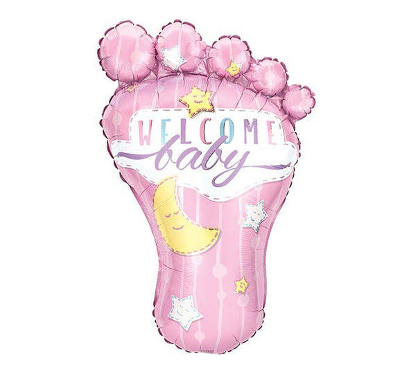 32" PINK WELCOME BABY FOOT SHAPED FOIL BALLOON