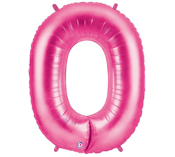 40" PINK NUMBER 0 FOIL BALLOON