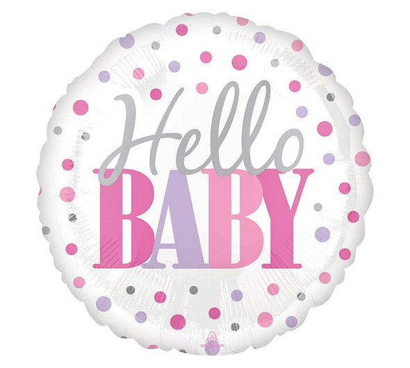 18" BABY PINK DOTS HELLOW BALLOON
