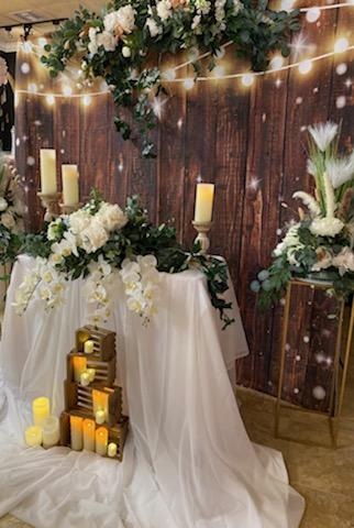 "RUSTIC" WHITE THEMED CENTERPIECE