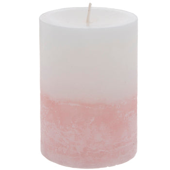 White & Pink Candle 4"