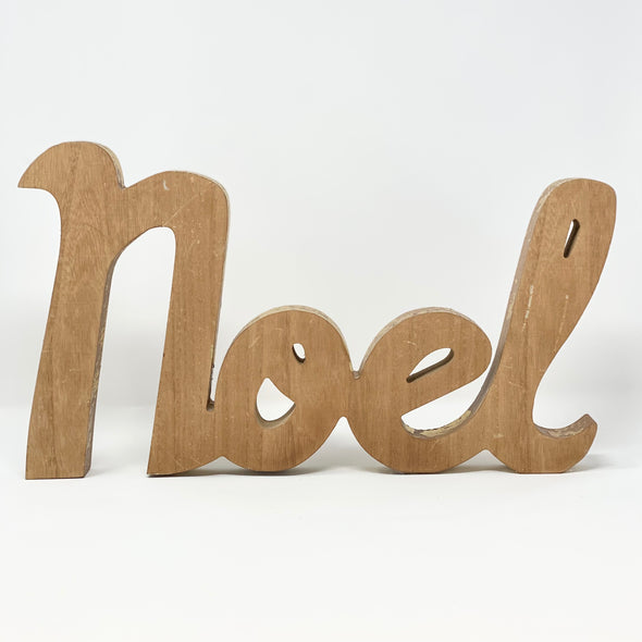 WOOD NOEL SIGN WITH GOLD ACCENT