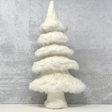 WHITE FUR CHRISTMAS TREE DECOR