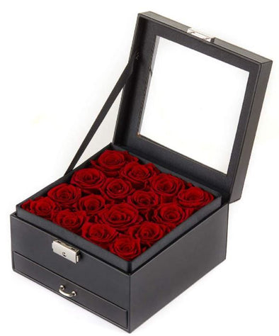 Eternal 16 Red Roses Gift Box w/ Drawer
