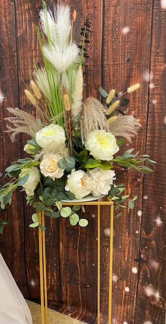 "RUSTIC" WHITE THEMED CENTERPIECE