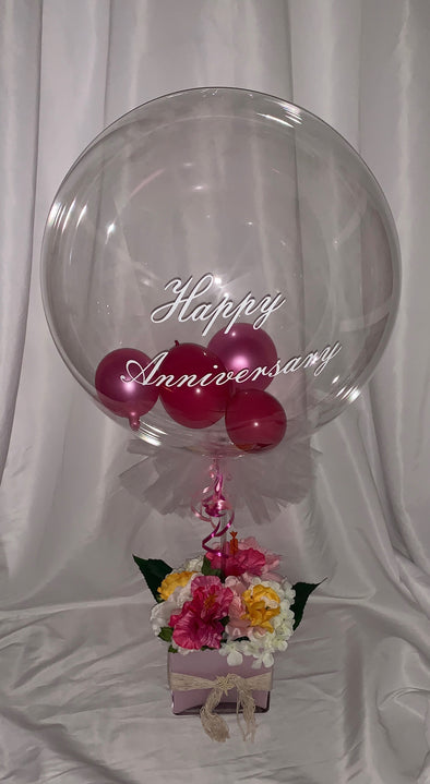 CUSTOM HAPPY ANNIVERSARY BALLOON WITH TROPICAL FLOWERS