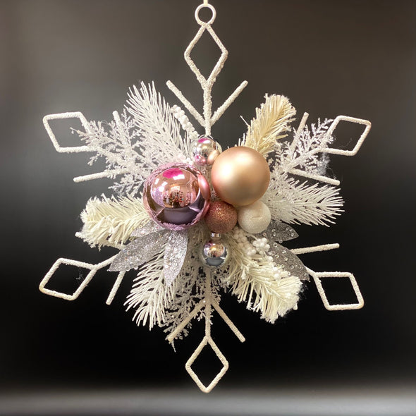 LARGE SNOWFLAKE CHRISTMAS ORNAMENT W/ TRIMMINGS