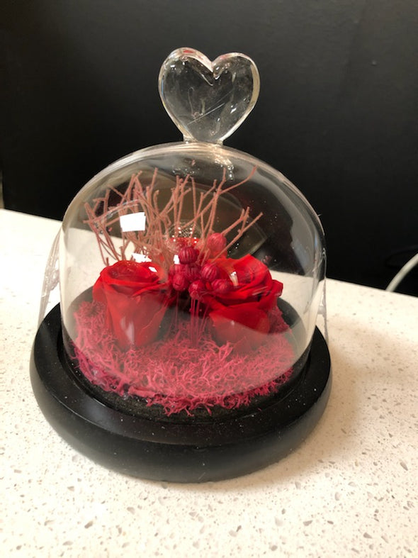 Eternal Mini Roses Glass Dome